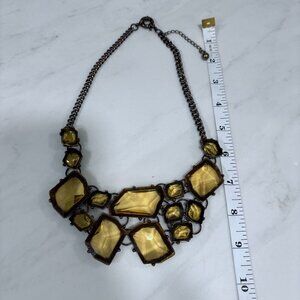 Statement Chain Necklace Vintage Antique Finish with Stones